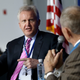 Jeff Immelt, Chairman and CEO of General Electric, left, talks with Medal of Honor recipient Major General James Everett Livingston during a question and answer session at the National World War II Museum in New Orleans, Tuesday, April 23, 2013 (AP Photo/Gerald Herbert)